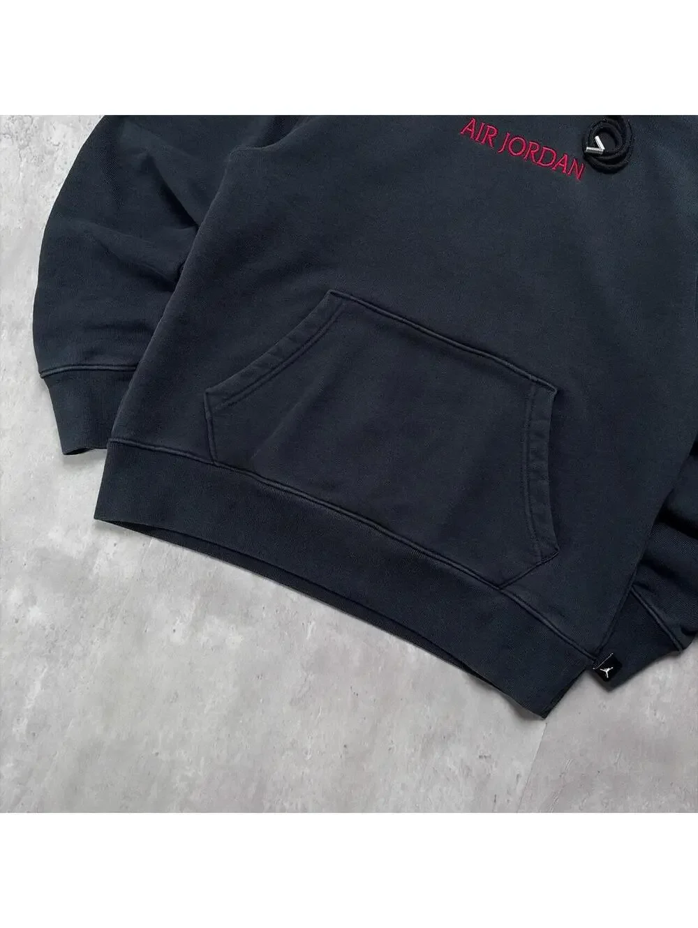 Y2K Black Air Jordan Grunge Distressed Heavyweight Skater Hoodie